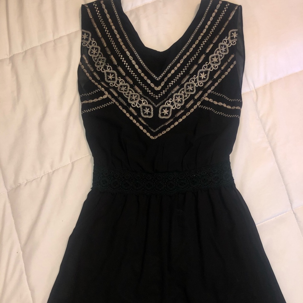 Francesca’s Black Aztec Chiffon Dress